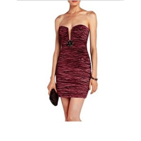 NWT BCBG Max Azria Tristina red wine strapless taffeta dress size 4 and 6 - Picture 2 of 6